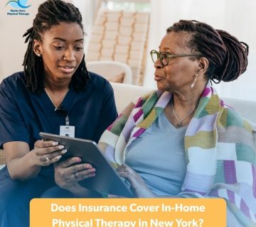Physical therapist reviewing insurance paperwork with a patient at home