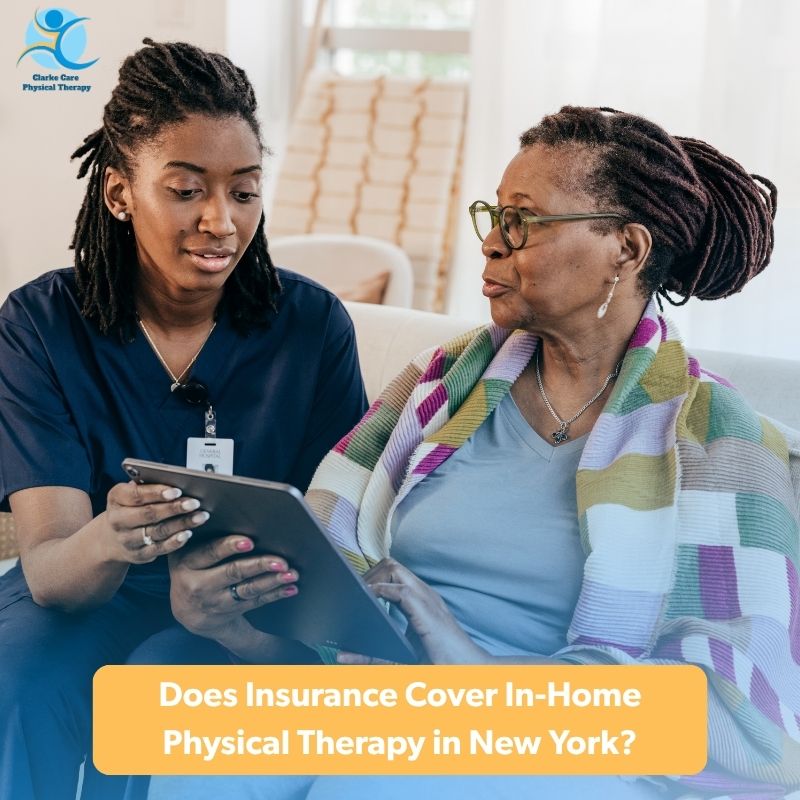 Physical therapist reviewing insurance paperwork with a patient at home